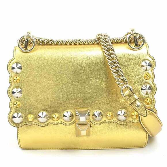 Fendi Handbags - FENDI Gold Leather Shoulder Bag
